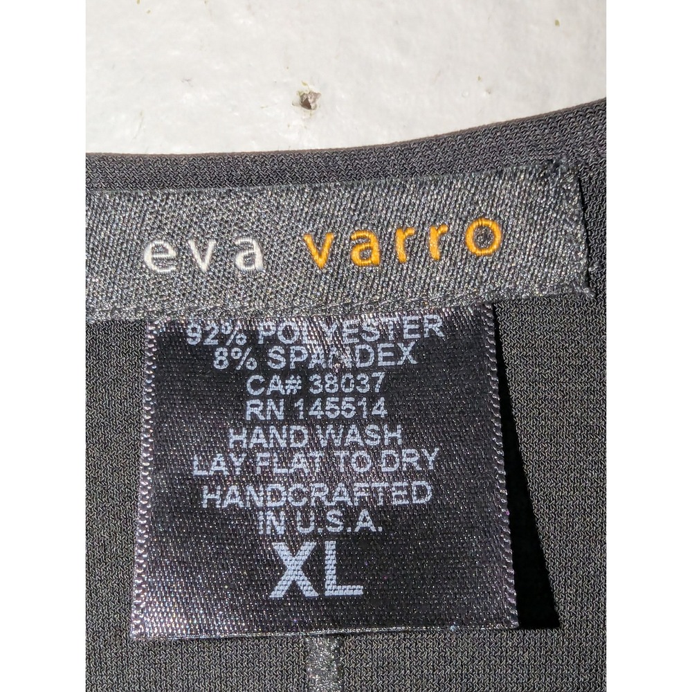 Eva Varro Black Multi Abstract Art Print Long Sleeve Keyhole Cutout Dress XL USA - Picture 4 of 10